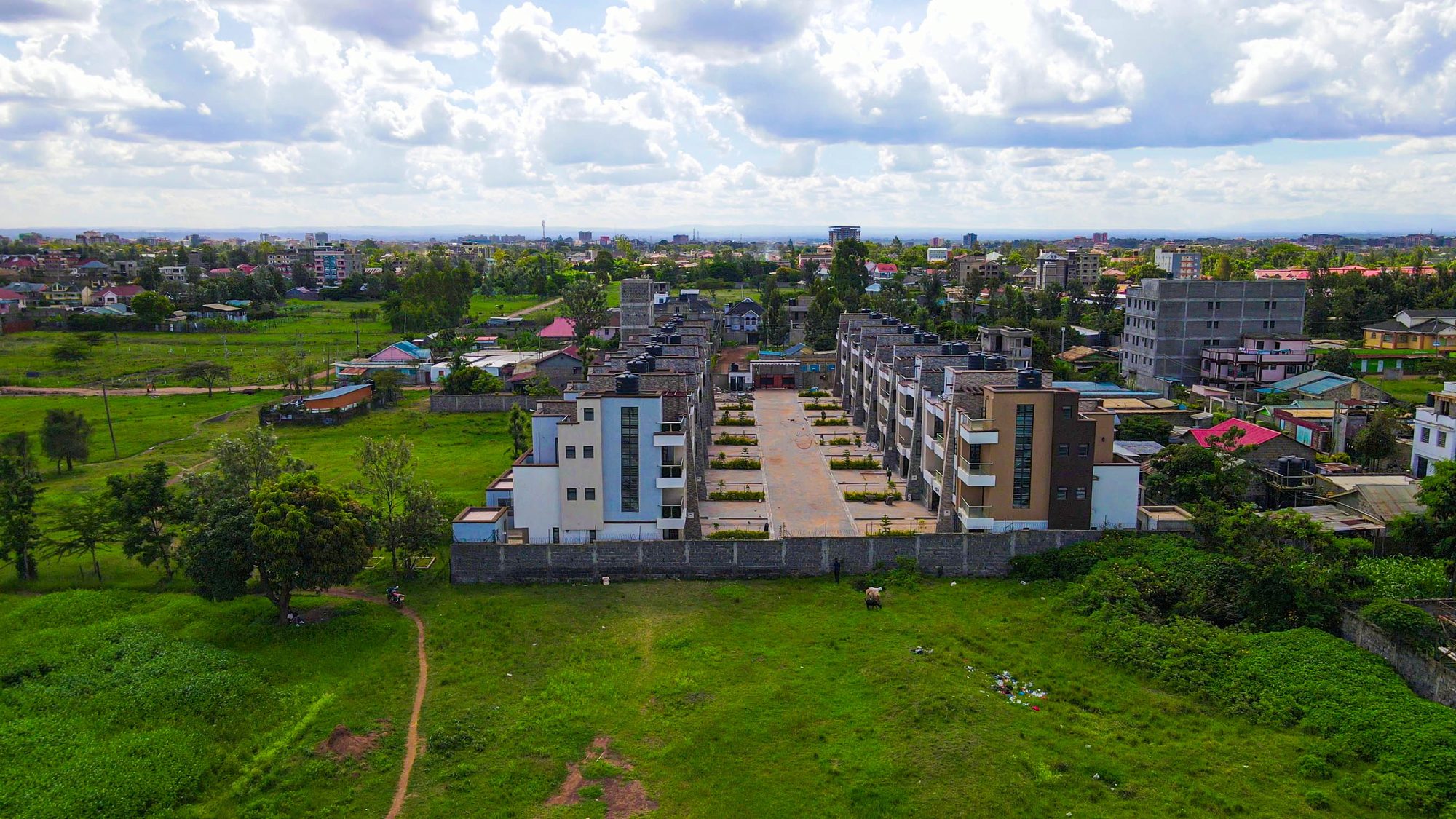 Aerial view of Waterstone Garden gated community in Ruiru Kamakis