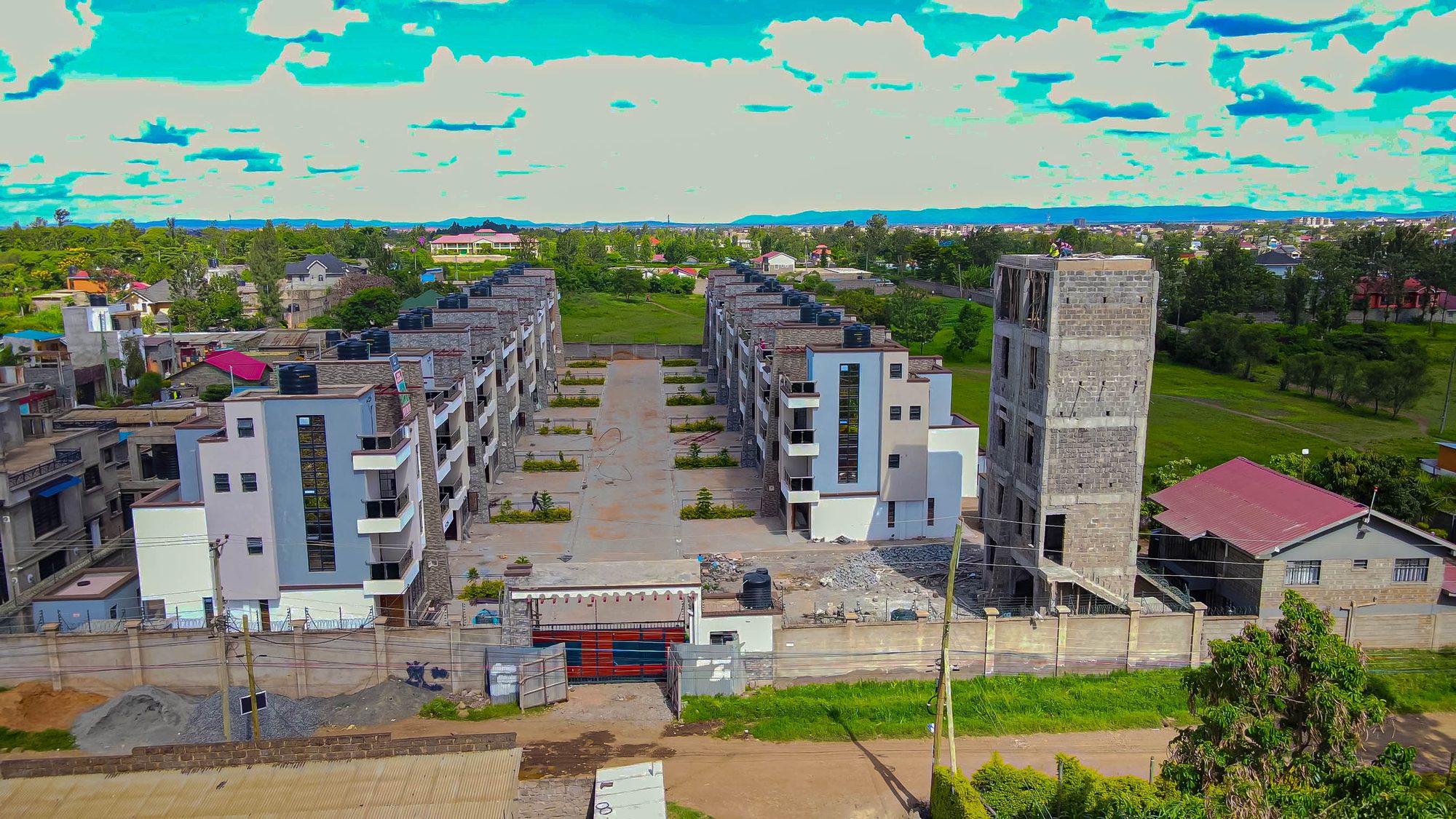 Aerial view of Waterstone Garden gated community in Ruiru Kamakis
